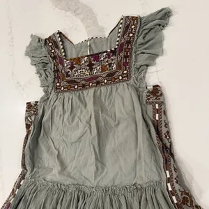 Free People Day Glow Boho Embroidered Mini Dress Women’s Medium Spanish Moss thumbnail 9
