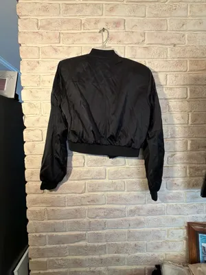 Zara Black Crop Bomber Jacket Size XS thumbnail 3