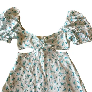 Dress Mini Cutout Floral Print Blue & White XS thumbnail 5