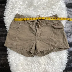 Abercrombie & Fitch Khaki Tan Cargo Low Rise Shorts 100% Cotton thumbnail 6