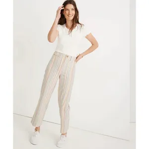 Madewell Womens Rainbow Stripe Wide Leg‎ Crop Pants White Multi Sz 27 thumbnail 2