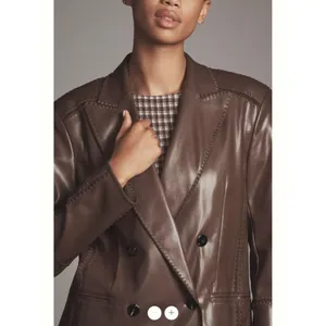 By Anthropologie Faux Leather Crochet-Stitch Blazer thumbnail 4