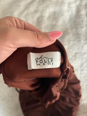 Oh Polly brown ruched mini dress size 2 body on thumbnail 3