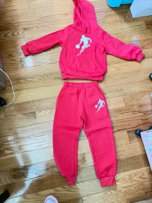 Boys Red Pants and Hoodie Jacket Set Size 8 thumbnail 1