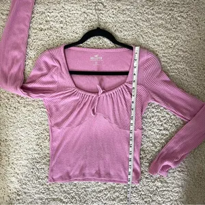 Hollister Pink Long Sleeve Tie Front Blouse thumbnail 5