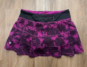 Lululemon Pace Setter Skirt Purple Black Tie Dye Pleated Running Skort Size 6 thumbnail 1