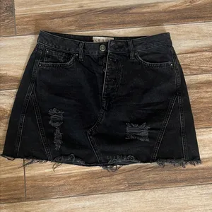 We the free black button up denim skirt thumbnail 3