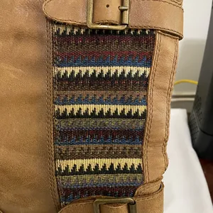 Gianni Bini Boots Womens Brown Leather Western Shoes Comfort Mid Calf Tapestry thumbnail 3