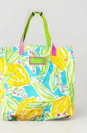 Lilly Pulitzer for‎ Estee Lauder Lemon Print Tote Bag Multicolor Travel Preppy thumbnail 1