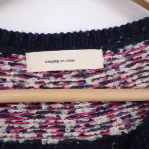 Sleeping on Snow Sweater Womens O/S Fair Isle Dolman Navy Pink Knit Excellent thumbnail 3