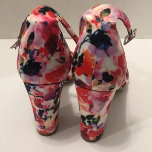 Madden Girl floral heels size 7 ankle strap open toe pink multicolored thumbnail 4