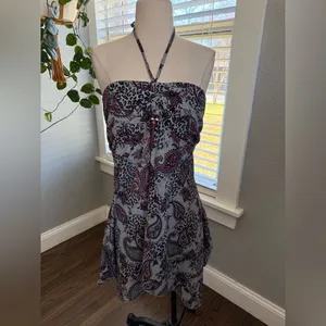 Y2K Halter Paisley Top Assymetrical‎ Hem Size Large thumbnail 2
