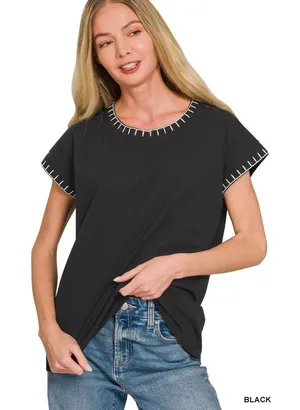 Zenana Stitch Detailed Oversize Top -‎ Small thumbnail 1