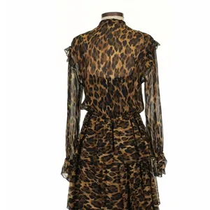 Ottod'Ame Brown Leopard Tiered Ruffle Midi Dress Size 4 Mob Wife Indie thumbnail 6