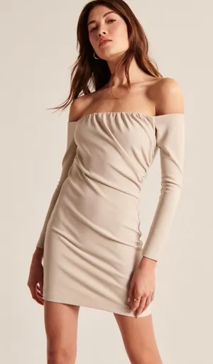Abercrombie & Fitch Long Sleeve Draped Off The Shoulder Mini Dress thumbnail 1