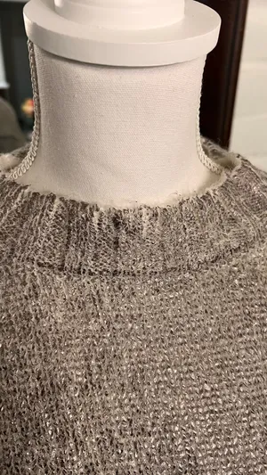 Pistola Llana Metallic Foil Sweater In The Color Silver Frost Size Large thumbnail 2