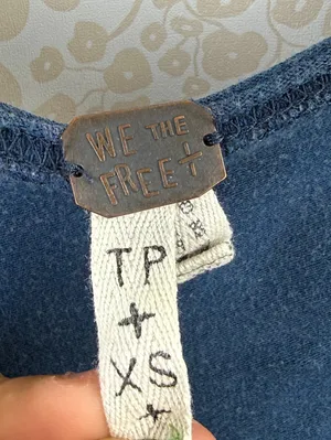 We The Free Navy Oversized Cotton Blend Casual Tee - Size - XS thumbnail 5