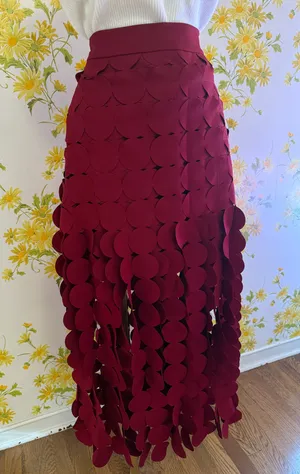 NWT Hollow Out Burgundy Maxi Skirt size L thumbnail 3