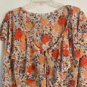 Free People Ivory And Coral Say It To Me Floral Body Suit thumbnail 11