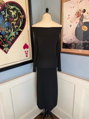 Black Off Shoulder Long Sleeve Bodycon Sheath Maxi Dress thumbnail 4