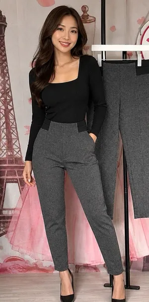 Ann Taylor Mid Rise Gray Fleece Like Trousers Pants Sz M thumbnail 1