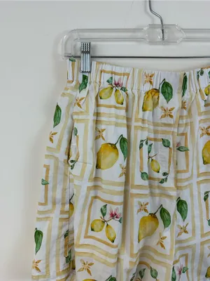 Petal + Pup Yellow Lemon Print Cotton Elastic Waist Shorts Size Medium thumbnail 3