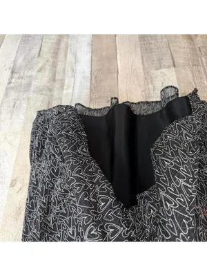 LOFT Women's XS Black Heart Print Tiered Ruffle Skirt thumbnail 6