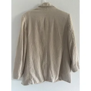 A New Day Linen Blazer Womens Medium Tan Oversized Preppy Coastal Beachy Career‎ thumbnail 3