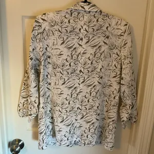 Briggs New York Tropical Leaf Print Linen-Blend Blazer Size M Sage Green thumbnail 13
