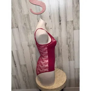 Ambiance Hot Pink Lace Bodysuit Women’s Size Small thumbnail 6
