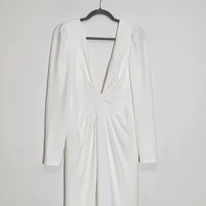 Lulus White Long Sleeve Mermaid Wedding Dress with Deep V-Neck NWT Size Small thumbnail 5