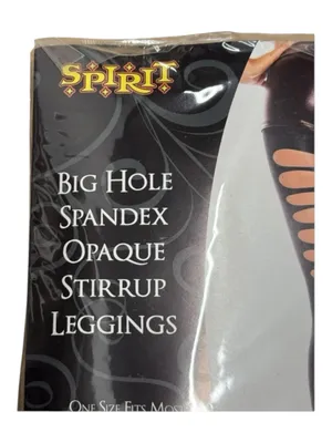 new Spirit Halloween 𖤍 Big Hole Spandex Opaque Stirrup Leggings 𖤍 Black 𖤍 1SFM thumbnail 4