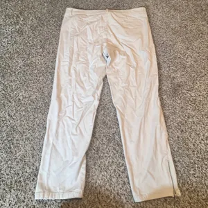 J. Jill‎ Women 14 Off White Straight Leg Pants Ankle Zip Seam Front Cotton Blend thumbnail 7