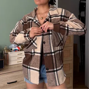 Princess Polly Brown Plaid Lightweight Jacket thumbnail 1