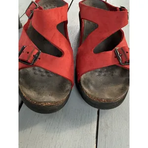 Mephisto Red Leather Nubuck Wedge Slide Sandals Shoes Womens Size EU 38 US 7 thumbnail 9
