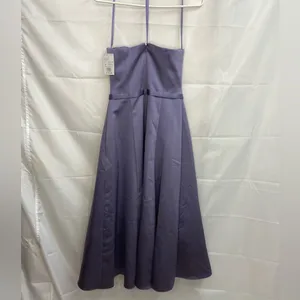 NEW Michaelangelo women’s dim lilac belted strapless satin‎ formal gown dress 4 thumbnail 6