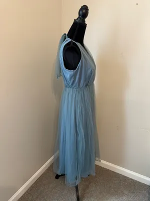 Lulus Elegant Ambiance Slate Blue Tulle A-Line Midi Dress Size Medium thumbnail 5