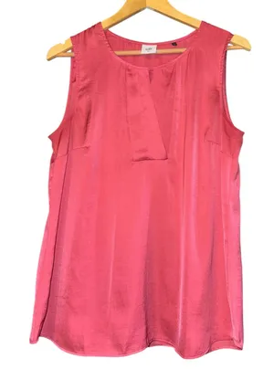 Cabi Keyhole Sleeveless Top Women's Medium Satin Pink Work Career Flowy Soft‎ thumbnail 1