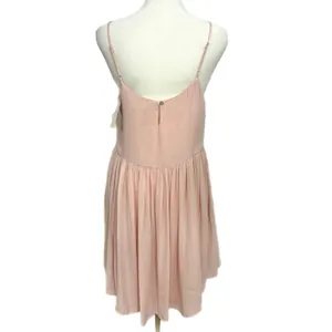 Forever 21 Women’s Sz M Light Pink Cami Dress Whimsical Chiffon Embroidered Mini thumbnail 5