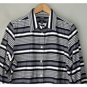 Chaps No Iron Button Up Shirt Size L Blue White Striped Preppy Business Casual thumbnail 2
