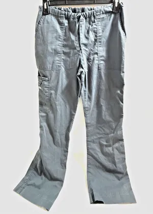 Cherokee Workwear Scrub Pants Grey Women's Tall 30" Inseam 28" Waist Drawstring thumbnail 1
