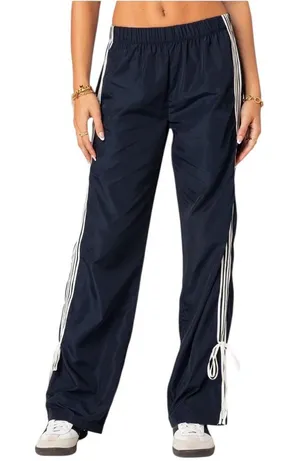 Edikted Remy Ribbon Track Pants – Navy – Size Large – NWT thumbnail 1