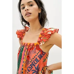 Anthropologie FARM RIO Mosaic Midi Dress Cotton Pockets Colorful Tropical Medium thumbnail 5