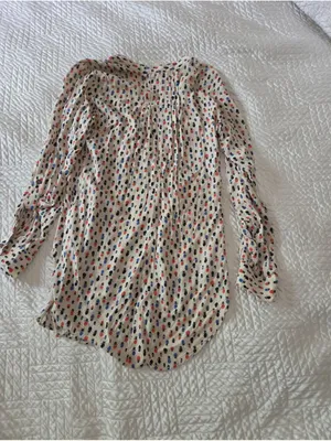 Maeve Anthropologie Printed Pintuck Tunic Blouse Boho Peasant Top US 10 thumbnail 5