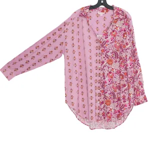 Knox Rose Floral Tunic Top Boho Peasant Cottage Linen Button Up Festival Sz XXL thumbnail 6