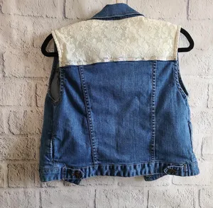 Forever 21 denim vest with lace detail thumbnail 2