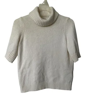 Anthropologie wool blend Cream turtleneck Sweater S Italy made thumbnail 1