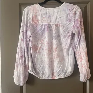Anthropologie Cloth and Stone Splatter Print V-Neck Top Blouse Long Sleeve Size Small thumbnail 4