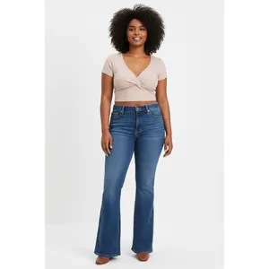 Levis 726 Womens Jeans 32x32 Medium Wash High Rise Flare Stretch Denim Blue thumbnail 6