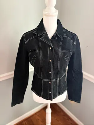 Vintage 1988 Wilsons Leather Maxima Black Genuine Leather Jacket M Western thumbnail 3